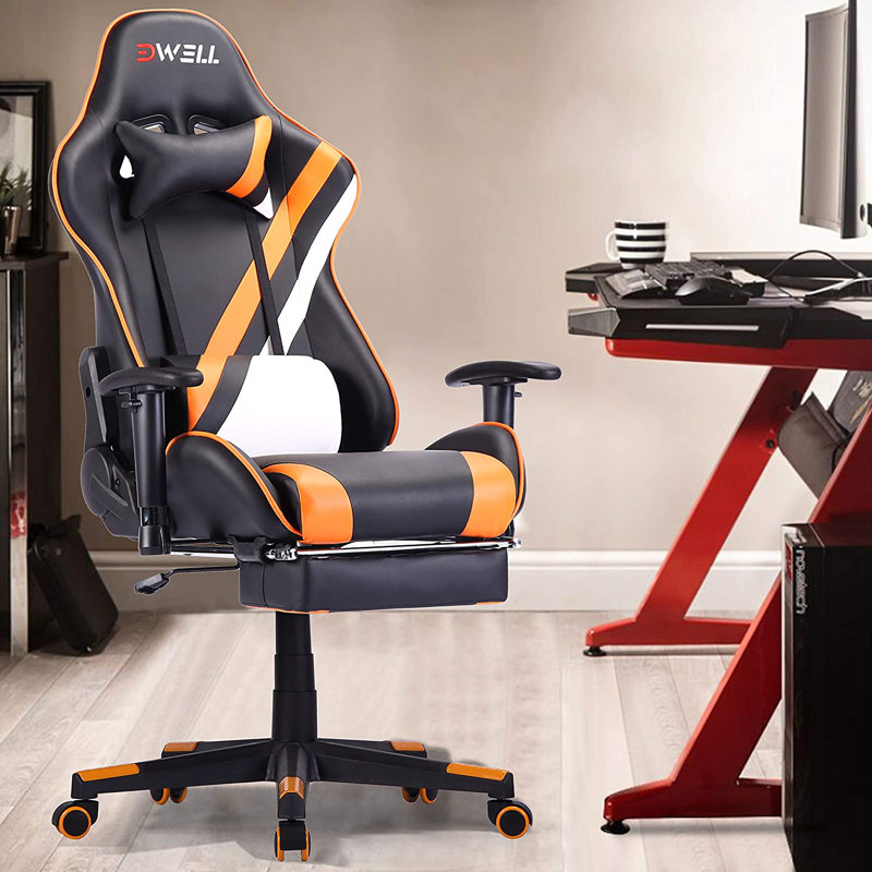 EDWELL Ergonomic Gaming Chair Leather Gaming Chair Function Lying Recliner Seat Home Office Chair Black